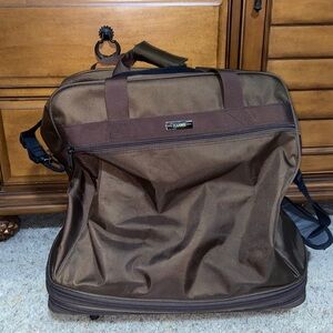 HANKE BROWN EXPANDABLE FOLDABLE 4 WHEELED ROLLING TRAVEL BAG SUITCASE